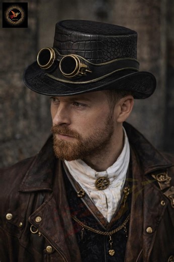 Steampunk Leather Top Hat Gothic Victorian Hat for Men Women Renaissance Festival Cosplay - Etsy