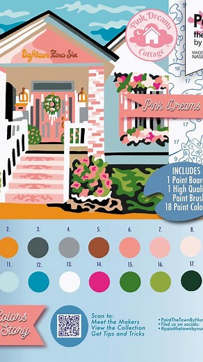 Pink Dreams Cottage on Instagram: "Pink Dreams Cottage x @paintthetownbynumbers 💗 COLOR NAME NOMINATION: 1.) The colors are numbered 1-18 and you can view them on the video 2.) Think of a name that suites a color and the aesthetic of this project. You can nominate as little or as many names as you would like 3.) Comment the number and your idea for the name. For example “7, Pink Dreams”. Add a new comment for each nomination so they don’t get mixed up 4.) We will choose our top favorites