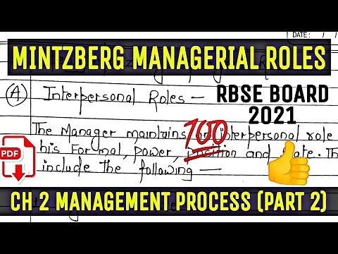 Henry Mintzberg Managerial Roles | Management Process (Part 2) | RBSE Class 12 Business Studies |