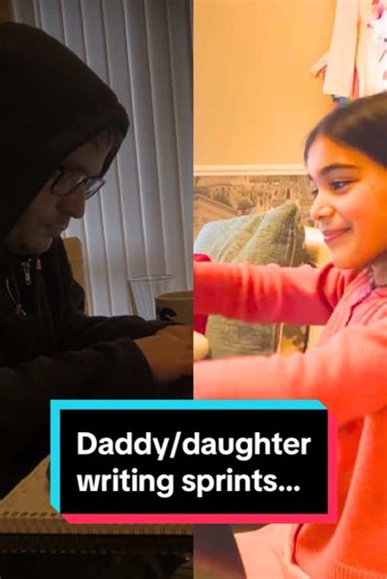 Daddy/Daughter writing sprints! Cecily (8yo) is determined to write a book as well... which one do you think is better? (Maybe don’t answer that 😭) The first book in my dark fantasy series, UNDER AN EVER-SETTING SUN is available now. Get it wherever books are sold. Signed copies are available in the TikTok shop, and the ebook is FREE on KU. Cecily's book is not... (yet). #BookTok #dadlife #book #fantasybook #kindleunlimited