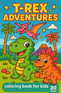 T-rex Adventures Coloring Book for Kids – 20 Fun Dinosaur Pages Printable - Etsy