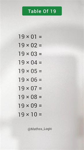 Simple Way to Writing 19 Table #maths #shortsfeed #shorts