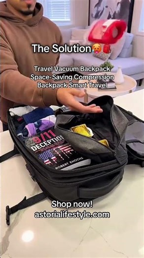 Running out of luggage space? Pack more with the Travel Vacuum Compression Backpack