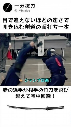 目で追えないほどの速さで叩き込む剣道の面打ち一本