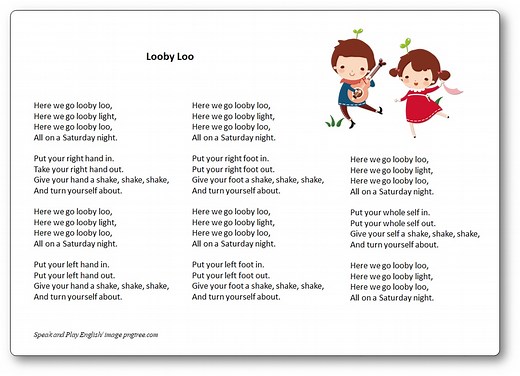Looby Loo Song – Lyrics in French and in English – Free Printables