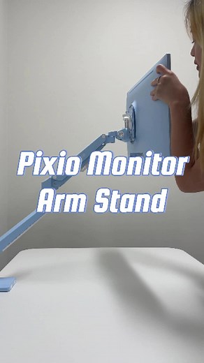 Set-up in minutes with matching colors and aesthetics! Glow up your desk setup with Pixio's monitor arm stands!🩵 #desksetup #pc #gaming
