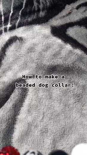 How to make a beaded dog collar! I got everything from Amazon if you need I can link everything! #collar#beads#wire#crimp#cute#dogs#metal#ring#blue#red#cowprint#tubing