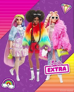 8K views · 213 reactions | Bold looks.  Unique styles.  Pet besties that match!  Shop new #BarbieEXTRA fashion dolls, available now: bit.ly/BarbieEXTRA | Mattel | Facebook