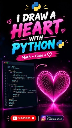 Drawing a Neon Heart with Python Turtle Graphics! ❤️💻 #shorts #viral #trending