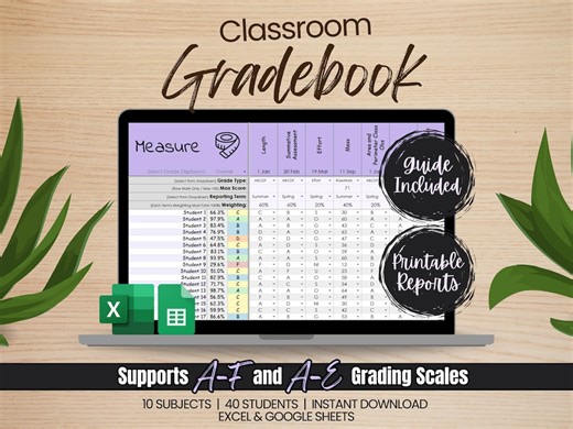 Teacher Gradebook for Google Sheets & Excel | Track 40 Students Across 10 Subjects | Automatic Grades | Student Markbook - Etsy Australia