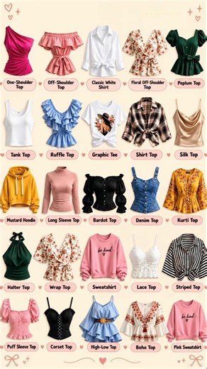 25 Different Types of Tops You Need to Know 👚💗 | Girls Fashion 2026 #shorts #youtubeshorts #ootd
