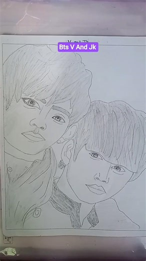 Bts V And Jk ki Drawing ✨❤️‍🔥 #bts #art #drawing #shorts