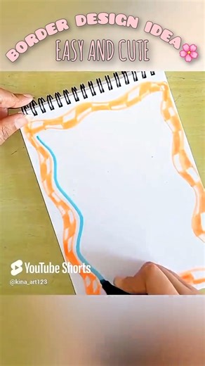 EASY Border design idea for school assignments🌸 #shorts