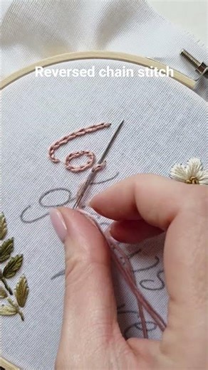Reversed chain stitch letters #embroidery #tutorial #diy #handmade #craft #art #handembroidery