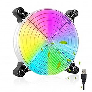 USB Computer Cooling Fan 5v 120mm Small Transparent Quiet led RGB Color Desktop Cooling Fan Portable for Computer Laptop Home Office and More