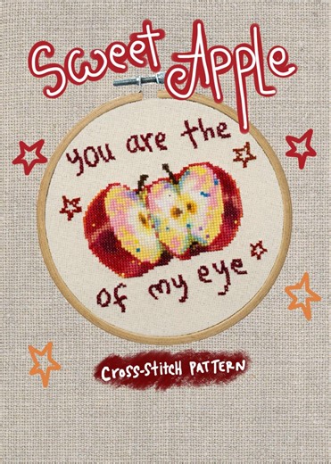 Sweet Red Apple Cross Stitch You Are the Apple of My Eyes Coquette Pattern PDF - Etsy UK