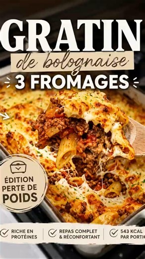 Gratin de pâtes bolognaise aux 3 fromages…