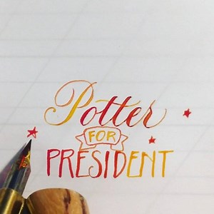 I've had the Stephen Fry #HarryPotter audiobooks playing while I work lately ... so this is what my warmup turned into. #PotterforPresident #ifonly!! . . . . #calligraphy #calligraphyvideo #calligraphymelbourne #hyperlapse #ecoline #penmanship #melbourne #art | Calligraphy by Moya