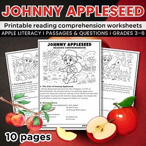 Johnny Appleseed Reading Comprehension Worksheets, Passages with Questions