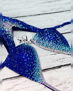 Blue Rhinestone Competition Bikini: Custom IFBB/NPC Posing Suit - Etsy