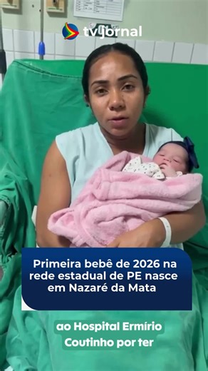 tv jornal | SBT on Instagram: "Luna foi a primeira bebê a nascer em uma unidade da Rede Estadual de Saúde de Pernambuco em 2026. Com 2,915 kg e 45 centímetros, ela veio ao mundo por parto normal à 0h38 do dia 1º de janeiro, no Hospital Ermírio Coutinho (HEC), em Nazaré da Mata, na Mata Norte. A mãe e a recém-nascida estão estáveis e permanecem internadas em observação. Emanuele Priscila Ferreira da Silva, de 30 anos, deu entrada na unidade na manhã da última terça-feira (31), onde passou a ser a