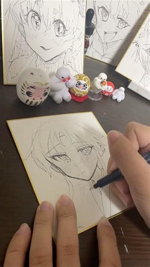 コミティアに持っていく色紙を描く！4 #アナログ #かきかた #色紙 #創作