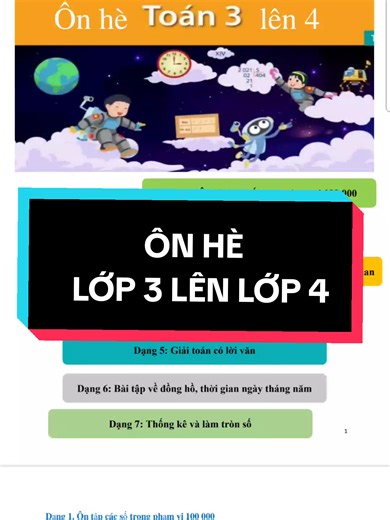 Ôn Hè Lớp 3 Lên Lớp 4: Giải Bài Tập Toán, Tiếng Việt