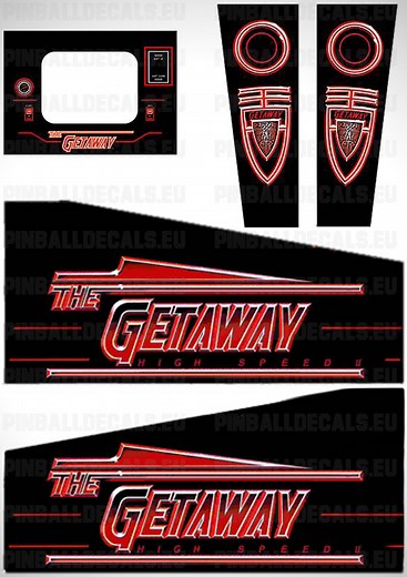 The Getaway: High Speed II - Pinball Cabinet Decals Set