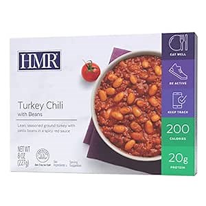 HMR Turkey Chili with Beans Entrée | Pre-packaged Lunch or Dinner to Support Weight Loss | Ready to Eat | 20g of Protein | Low Calorie Food | 8oz Serving per Meal | Pack of 6