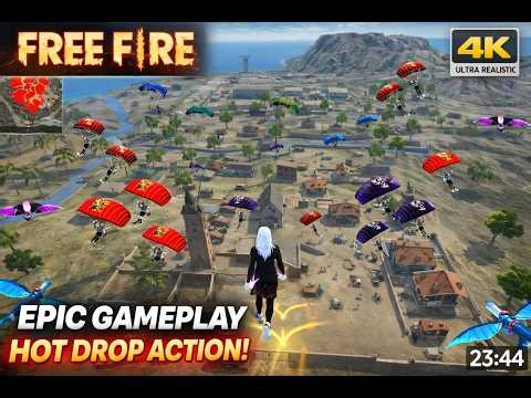 EPIC HOT DROP Gameplay in Free Fire 🔥 | Insane Start with Friends!