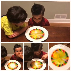 Jelly Bean Color Experiment! Arrange jelly beans in a circle on a plate. Pour water in the middle and let it sit! Over the next minute or so the colors start spreading to the middle making an awesome design! AGES 2 | LEARN as you PLAY- Early Childhood Activities