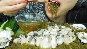 ❤️SAS❤️ on Instagram: "ASMR EATING SOUNDS. Seagrapes + Raw Oysters and seafood sauce. Link in bio. Fun fact: the more seagrapes I eat the less salty it taste 藍. . . . . . . #asmr #asmreating #eatingsounds #seagrapes #oysters #rawoysters #freshoysters #seafood #seafoodsauce #sogood #mukbang #mukbangasmr #asmrfood #letseat #youtube"