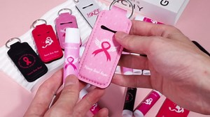 LUYI 20 Pack Breast Cancer Awareness Lip Balms Bulk and Lipstick Holder Keychains Breast Cancer Awareness Accessories Party Favors Items Natural Moisturizing Lip Balm Survivor Support Gifts for Women