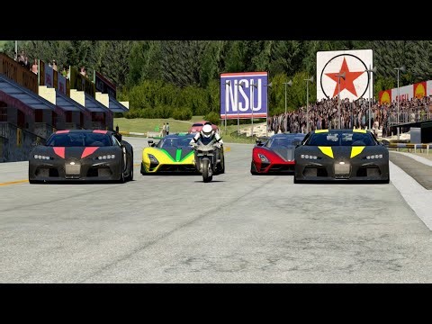 Kawasaki Ninja H2R Supercharged vs Bugatti Chiron Super Sport 300+ vs SSC Tuatara Agressor