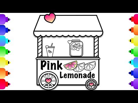 Learn to Draw a Lemonade Stand for Kids | Pink Lemonade Stand Coloring Page | How to Draw Lemonade