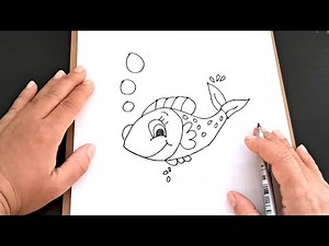 Cómo DIBUJAR un PEZ paso a paso | Dibujo de un PEZ Fácil