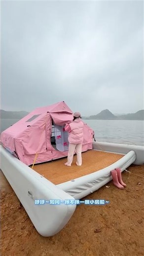 The girl camped alone on the lake. #camping