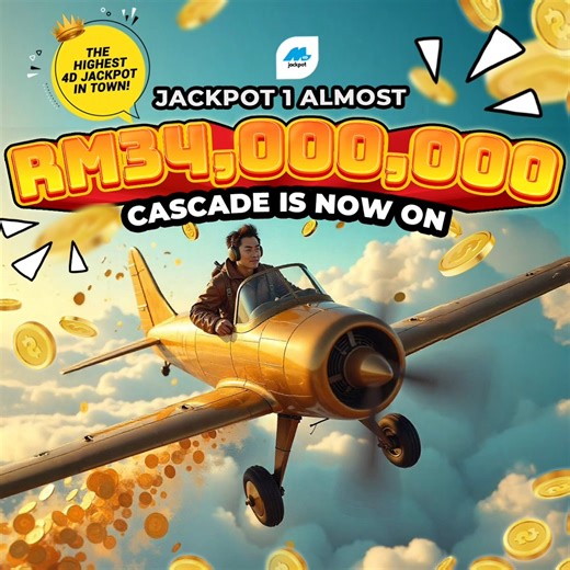 11K views · 153 reactions |  CASCADE CLEARED FOR TAKEOFF!  Magnum 4D Jackpot 1 is flying to RM34 MILLION  Is Jackpot 2 going to hit millions next?  Don’t miss this historic moment to pilot your way to a legendary win. Be the one to land it ALL! Visit Magnum 4D outlet ️ https://bit.ly/Magnum4DOutlets Learn how to play  https://bit.ly/4djackpot #万能 #Jackpot #Cascade | Magnum4D | Facebook