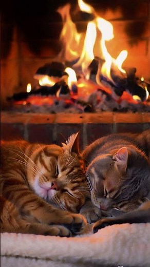Cozy Cats Sleeping by the Fireplace 🐱🔥 | Deep Sleep Ambience