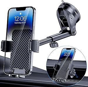 BIVGAZA Phone Holder Car [Military-Grade Suction] Universal Car Phone Holder [Thick Case Friendly] Automobile Accessories Dashboard Air Vent Windshield Phone Mount Fit for iPhone Android Smartphones