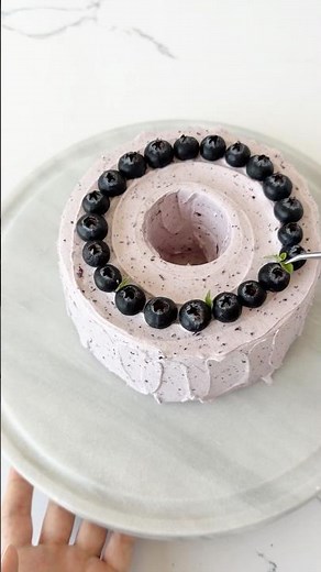Blueberry chiffon cake 🫐Fluffy, light, and paired with blueberry yogurt cream 💜 #chiffoncake