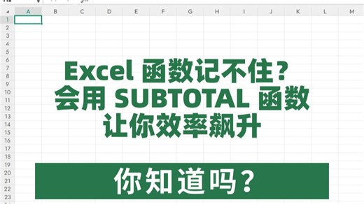 SUBTOTAL 函数这么强大，你却不会用？学会它效率提升不是梦！