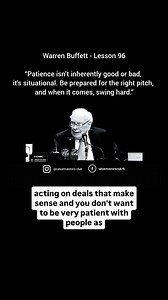 742 reactions · 117 shares | Warren Buffett - Lesson 96 “Patience isn’t inherently good or bad, it's situational. Be prepared for the right pitch, and when it comes, swing hard.” Tag: #warrenbuffett #charliemunger #valueinvesting #stockmarket #sharemarket | Value Investors Club | Facebook
