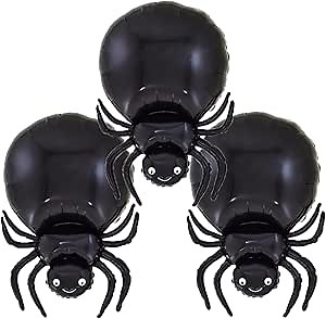 Black Spider Foil Balloons Halloween Foil Balloons for Spider Themed Party Decoration Supplies Halloween Birthday Decoration Decor Ballons Arch Kits Party Balloon Set 3pcs