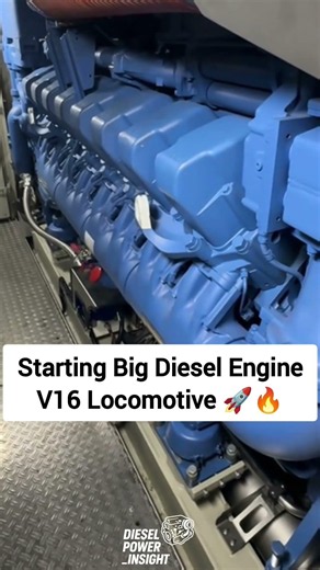 V16 Big Diesel engine 🔥 #diesel #automobile #turbochargedengine #coldstart #dieselpower