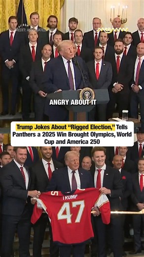 Trump Jokes About “Rigged Election” While Addressing Panthers Former President Donald Trump joked about a “rigged election” while addressing the Panthers, prompting swift reaction online. The off-the-cuff comment reignited debate over Trump’s election rhetoric, political messaging at public appearances, and how humor and provocation continue to shape responses from supporters and critics alike. #DonaldTrump #RiggedElection #USPolitics #BreakingNews #PoliticalSpeech #ViralMoment #ElectionDebate #