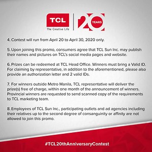 The wait is over! Here is the full mechanics for TCL's 20th Anniversary Contest. . 20 lucky winners with the most creative anniversary short story/video will recieved awesome prices from TCL. . Join now and don't forget to tag 20 of your friends on your post so they can join too! #TCL20thAnniversaryContest | TCL Electronics