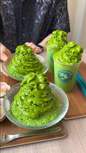 目の前で絞ってもらえる超濃厚抹茶エスプーマかき氷と抹茶ラテ🍵 #京都グルメ