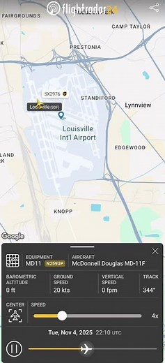 UPS Flight 9762 Crash - FlightRadar24 Tracker Data