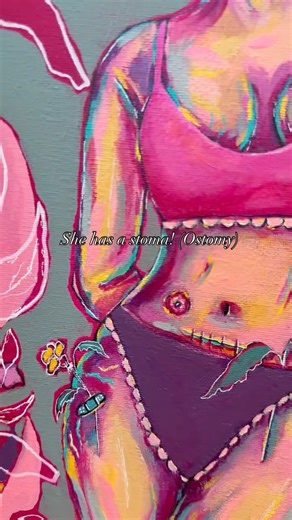 Rosalee McGilvery Art on Instagram: "What would it look like to paint women as whimsical planters that attract and sustain life? Hi, I’m Rosalee! A body positive painter inspired by women, nature, and whimsy! See some of the painting process, including the negative painting and the rainbow body process in my previous videos. #paintingreveal #ostomy #mixedmedia #originalpainting #whimsy"